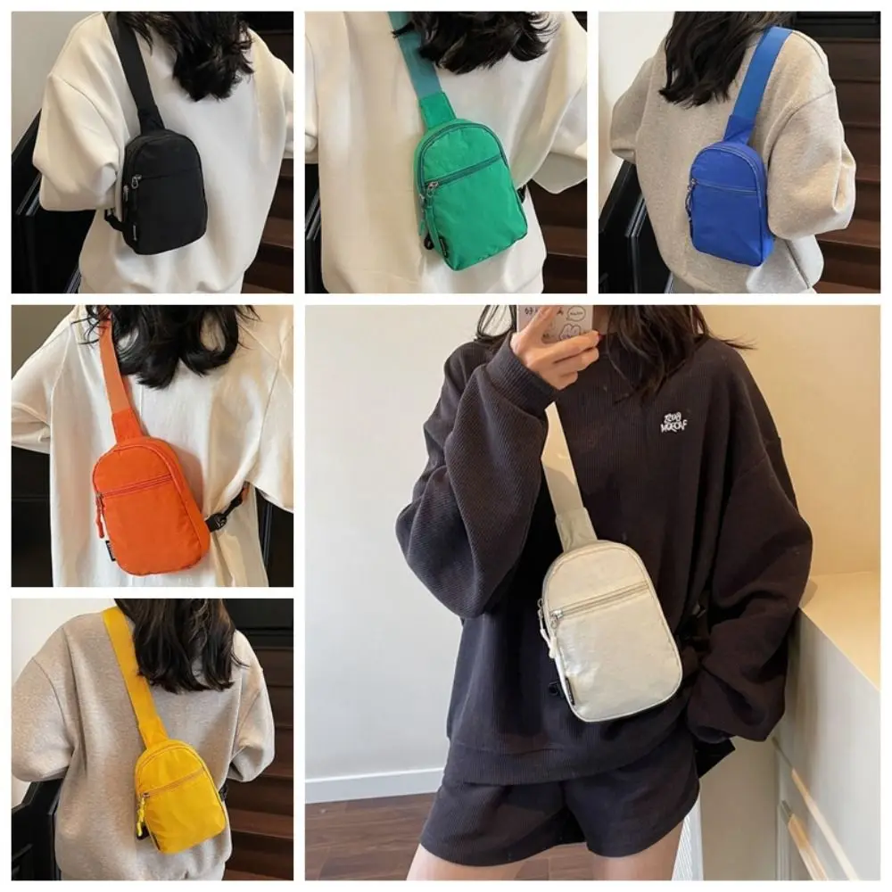 

Casual Nylon Chest Bag Multifunctional Korean Style Sports Fanny Pack Adjustable Shoulder Sling Bag Crossbody Phone Pouch Travel