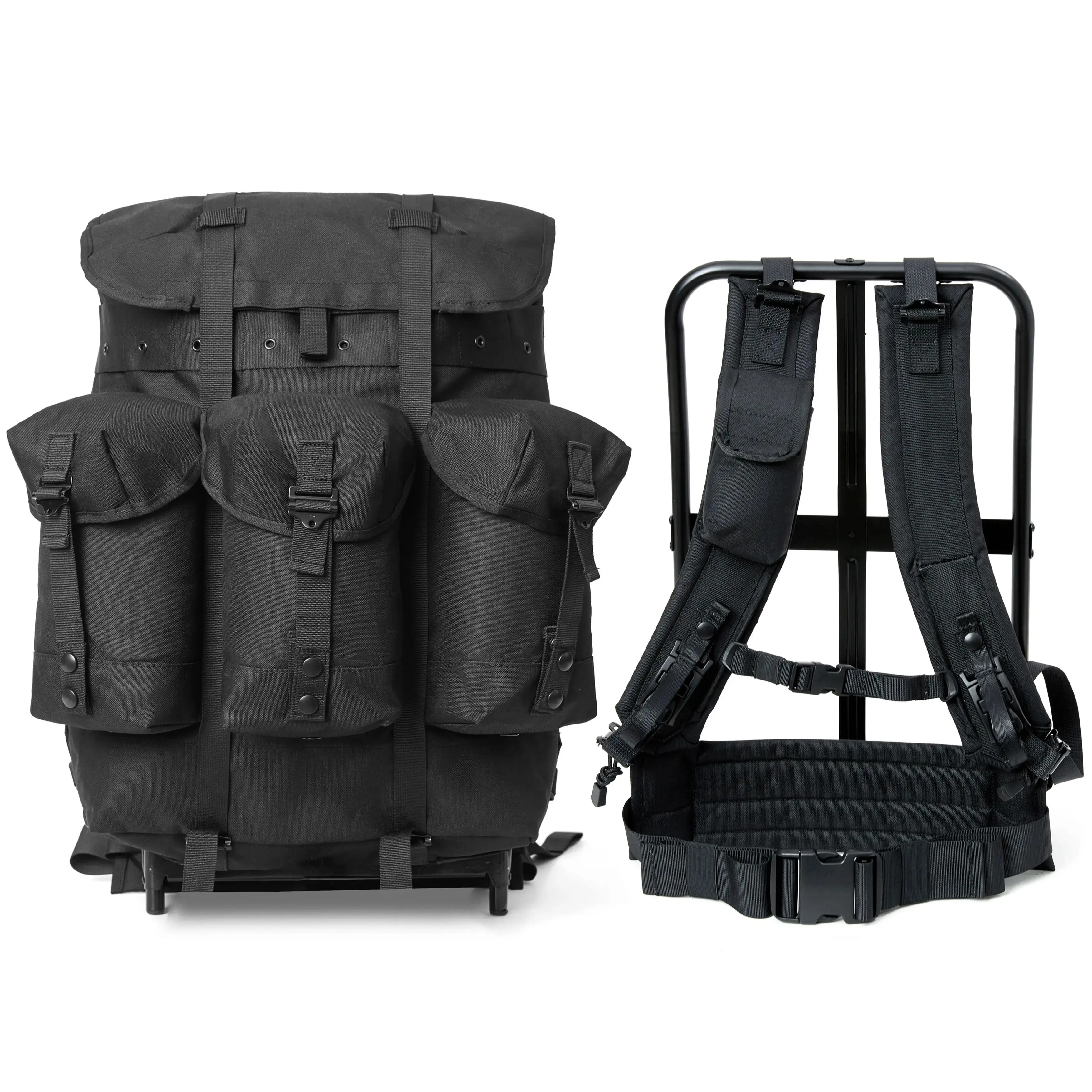 MT Military Alice Pack Army Survival Combat ALICE Rucksack Medium Assault Backpack with External Metal Frame Black