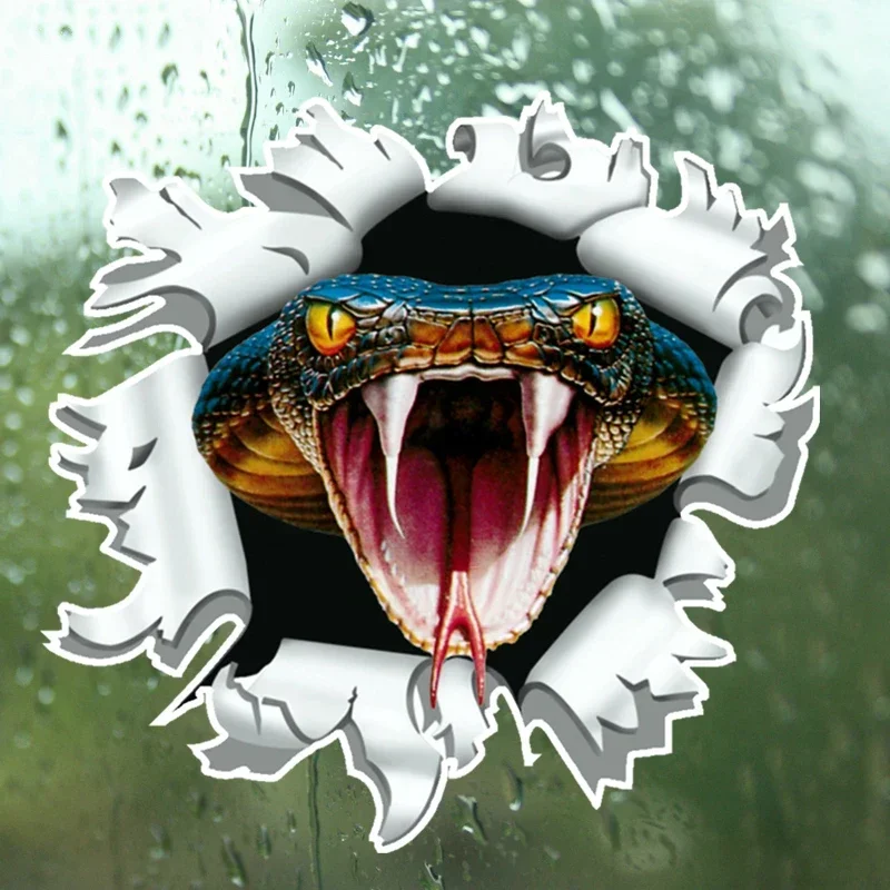 

Car Sticker Snake Anger Cobra Head Come Out From Bullet Hole Funny Automobiles Exterior Accessories PVC Decal 15cm*14cm