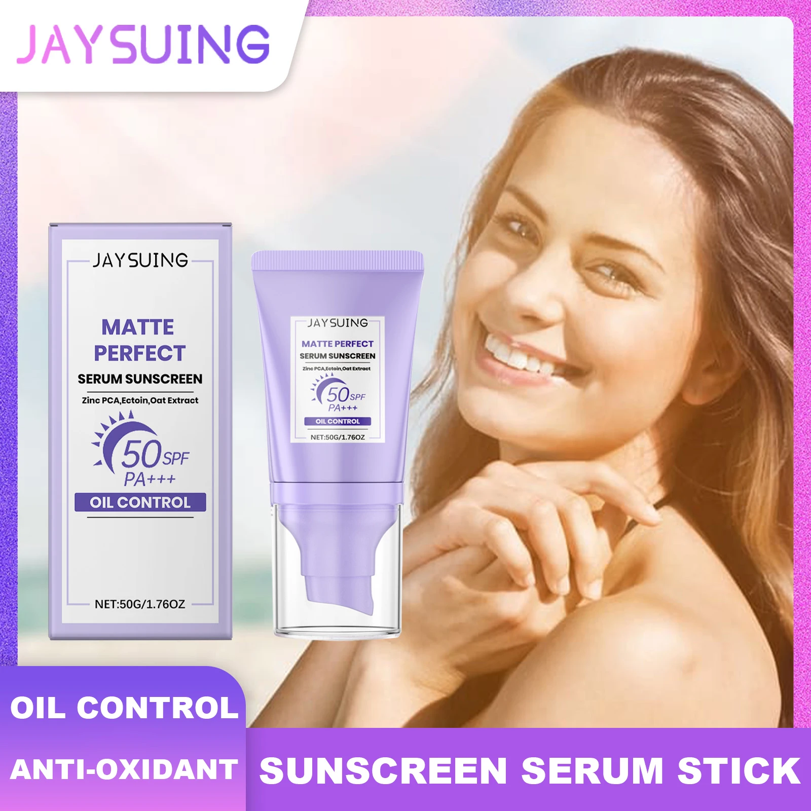 Jaysuing protector solar Control de aceite suero en barra Protector antioxidante loción Solar nutrir impermeable a prueba de sudor cuidado de la piel Unisex