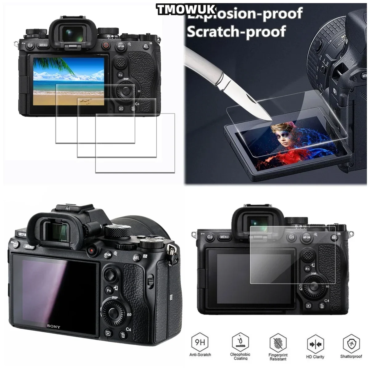 

For SONY A9 A9II A7RII A7RIII A7R4 A7R4A A7SMII - Anti-Scratch 9H Hardness Tempered Screen Film