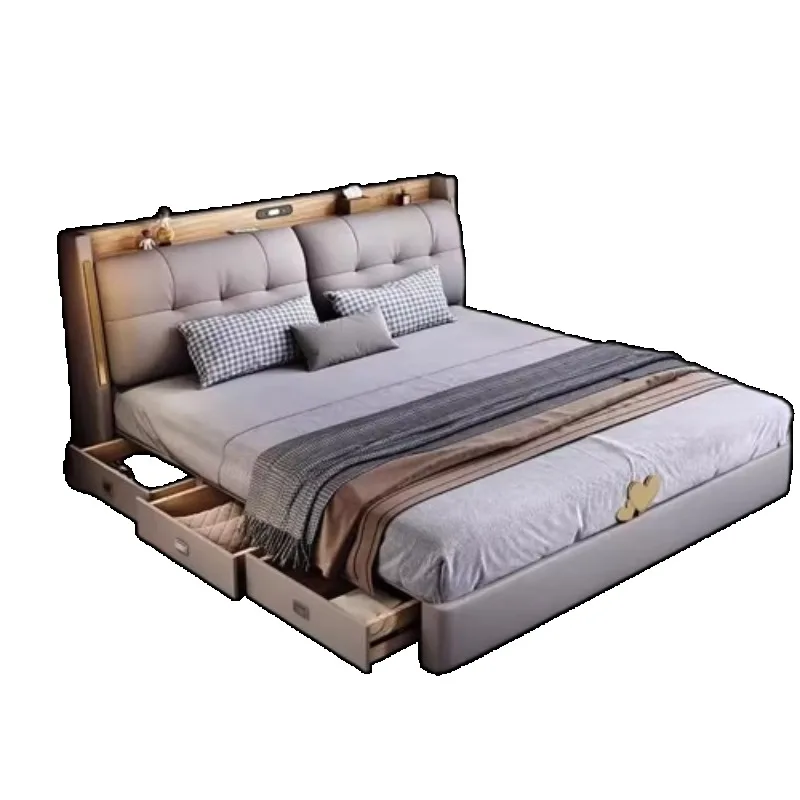 2x2.2m Drawers Storage Bed Luxury Aesthetic Unique Bedroom Beds Modern Lounge Sleeping Meubles De Chambre Home Furniture
