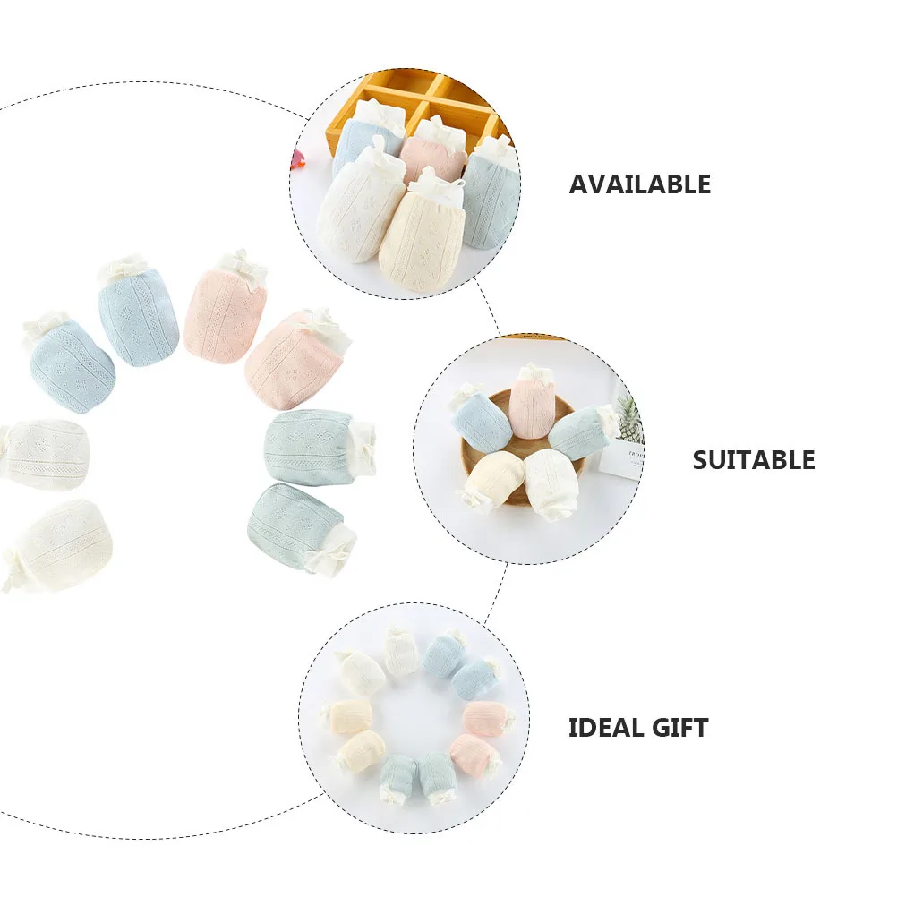 4 أزواج من قفازات الأطفال المضادة للخدش لحديثي الولادة قفازات قطنية قابلة للتعديل مستلزمات مضادة للخدش قفازات لحديثي الولادة #1