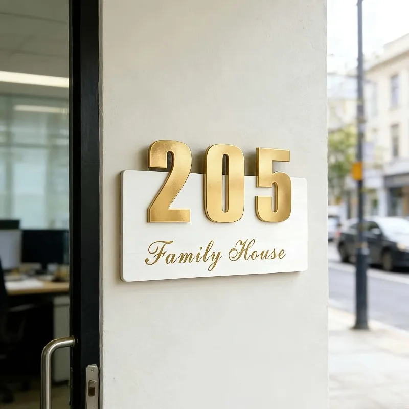 Custom Luxury Creative Acrylic House Number Plate Elegant Home Entry Door Sign Hotel Homestay Guest Room Address Decor Plaque
