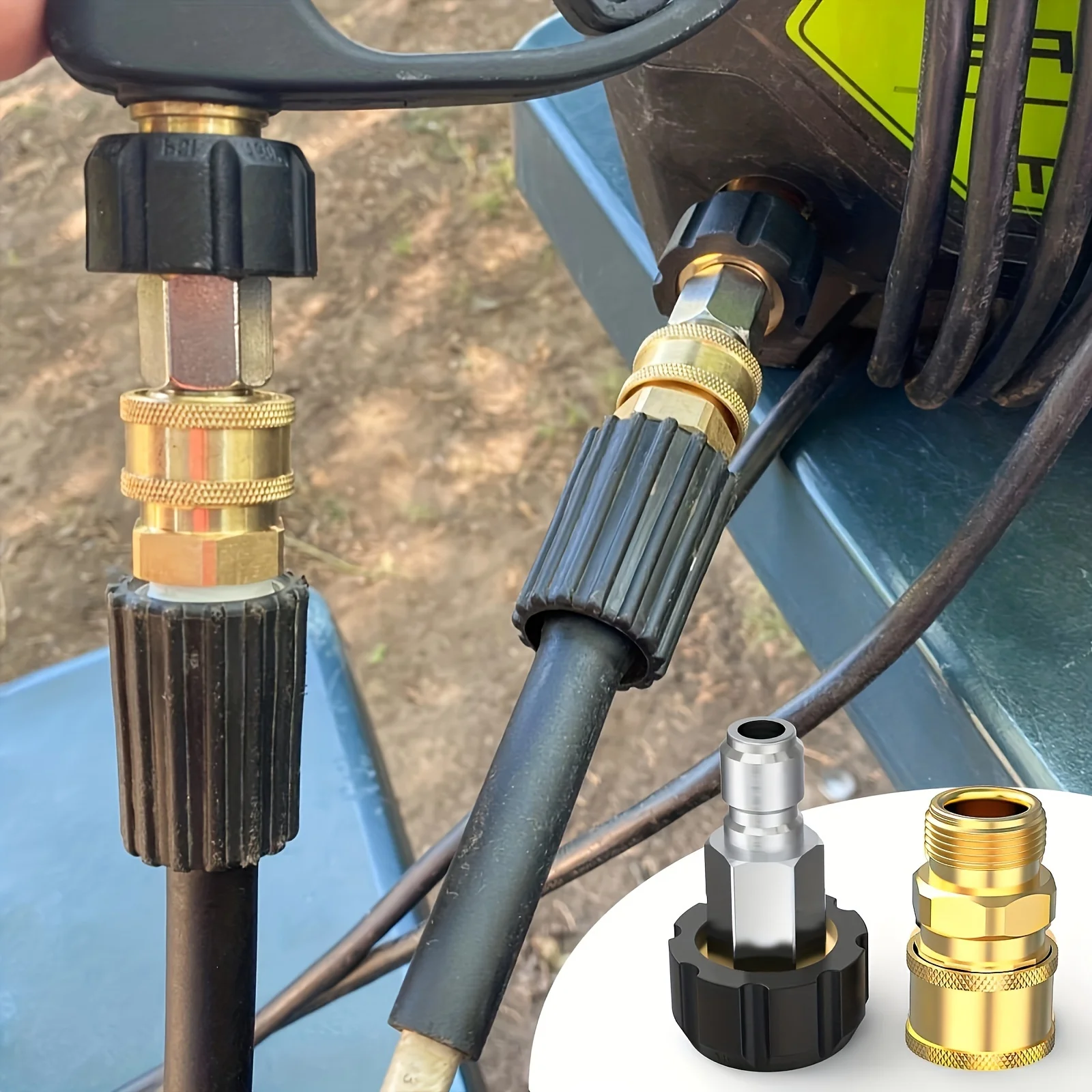 8Pcs Pressure Washer Adapter Set, Quick Connect Kit with Metric M22 Female Swivel to 3/8