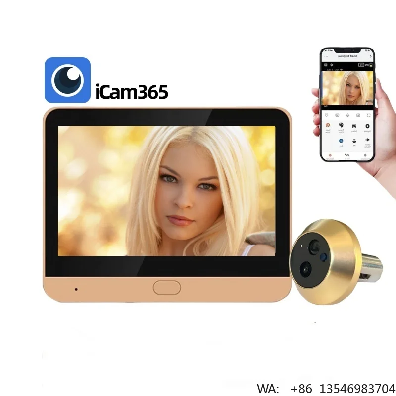 Enxun Wireless 2.4G WiFi Audio Door Phone with 3MP Camera Battery Powered Built-in Microphone ICam365 APP Record 60 Seconds