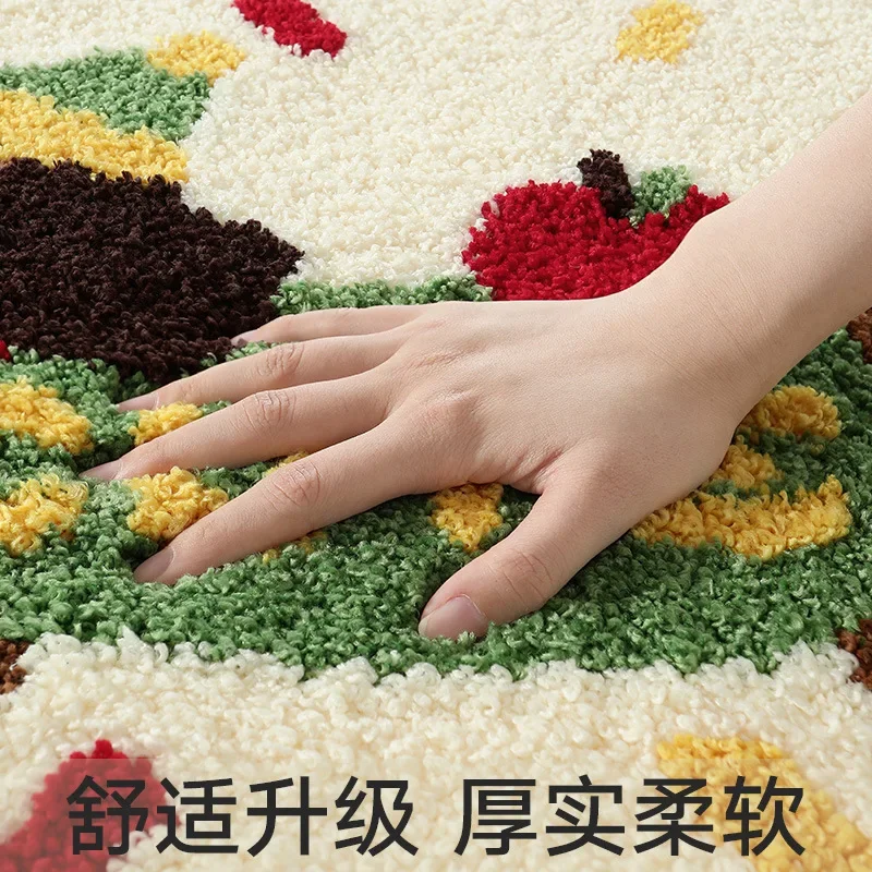 Bathroom Water-absorbing Floor Mat, Cute Cartoon Design, Thickened Floor Mat, Toilet Door Anti-slip Mat, Flocked Bathroom Carpet