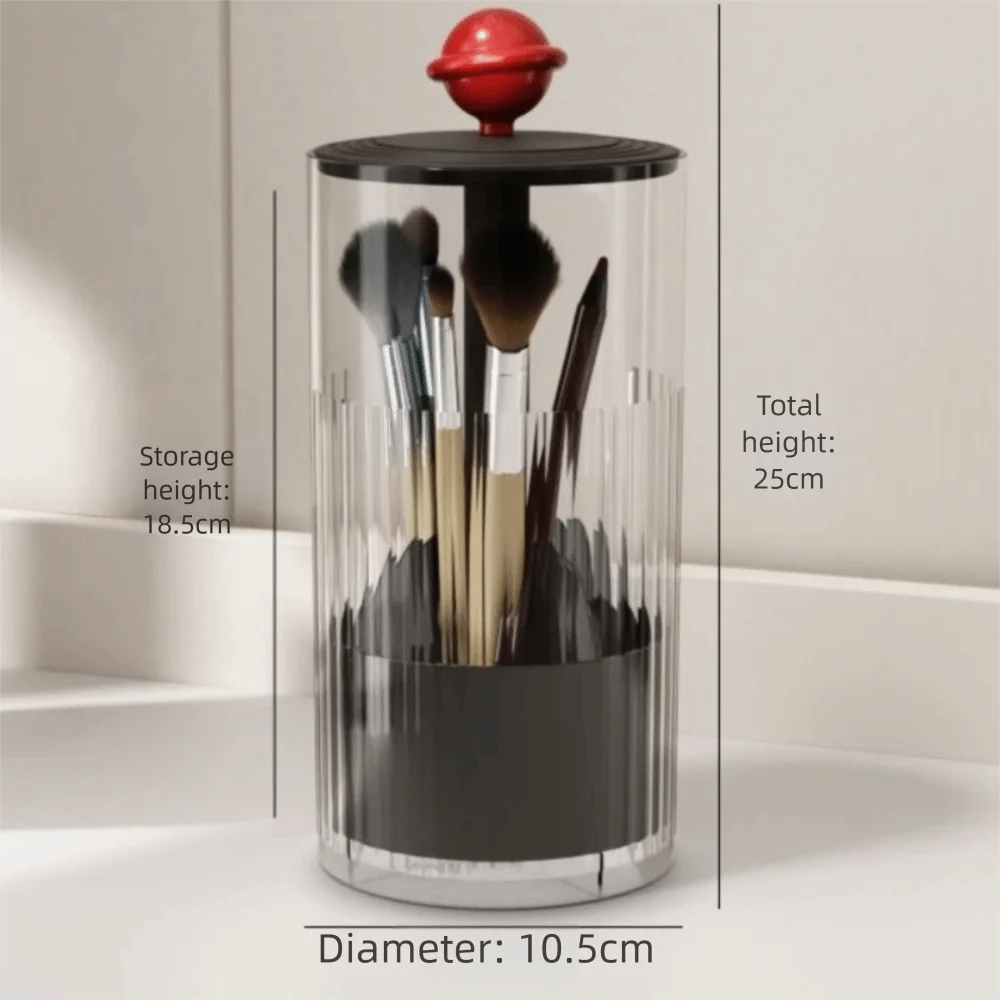 Automatic Lifting Makeup Brush Holder Dustproof with Lid Lipsticks Storage Rack Plastic Multi-functional Makeup Organizer
