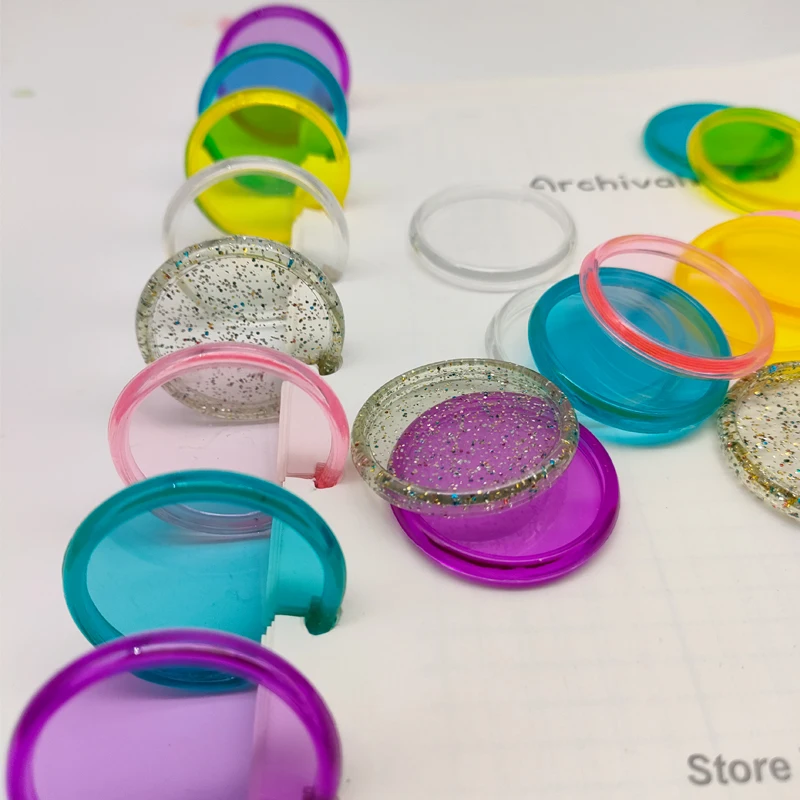 35MM Solid Colorful Powder Button Plastic Loose-leaf Button Mushroom Hole Notebook Accessories Can Be Flipped 360 Degrees