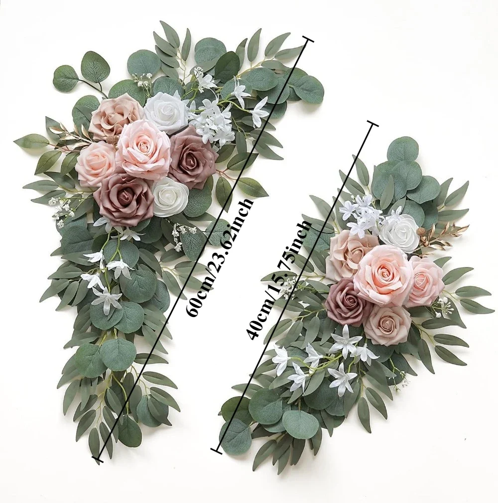 Romantische weiße künstliche Hochzeitsblumen, künstliche Bogenblumen, künstlicher Hochzeitsbogen, Blumen-Set, Hochzeit, Willkommensschild, Dekor – Detail 32