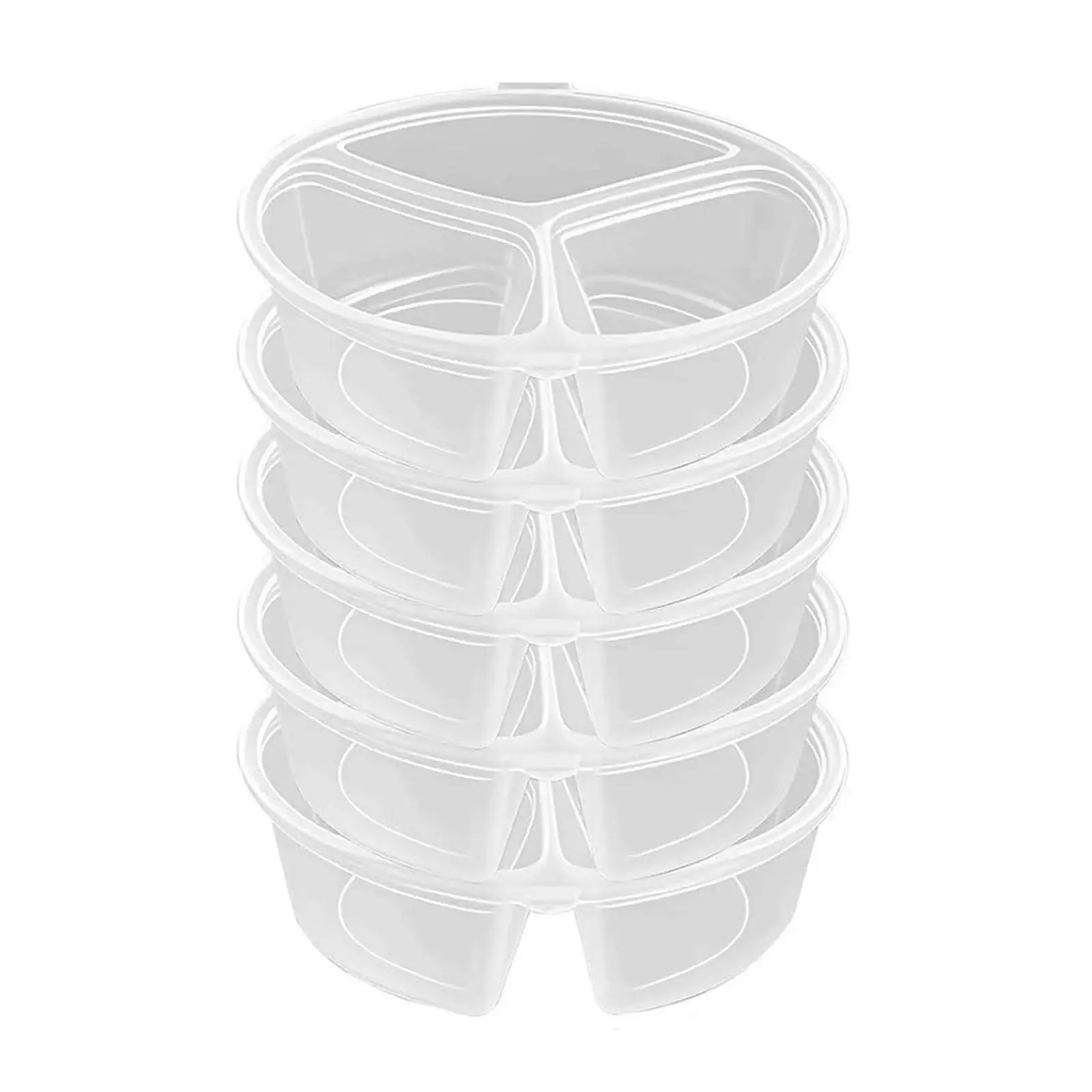 Snack Box Container Set of 10 Plastic with Lid 3 Compartment Small Sauce Cups Portable for Work Lunch Box