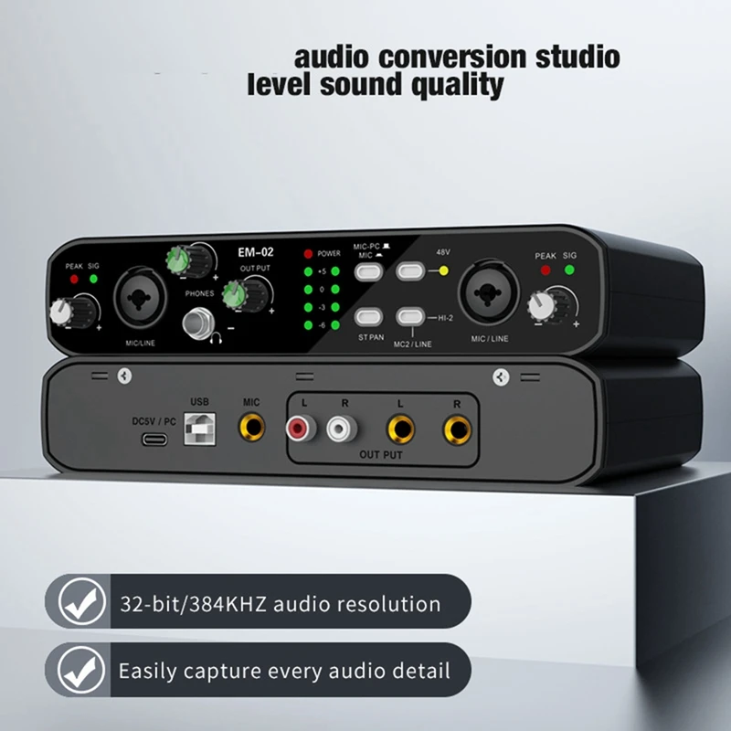 External Sound Card Mixer USB Computer Driver-Free Sound Card High Sampling Rate Small Mixer for Live Streaming, Guitar-A86Z