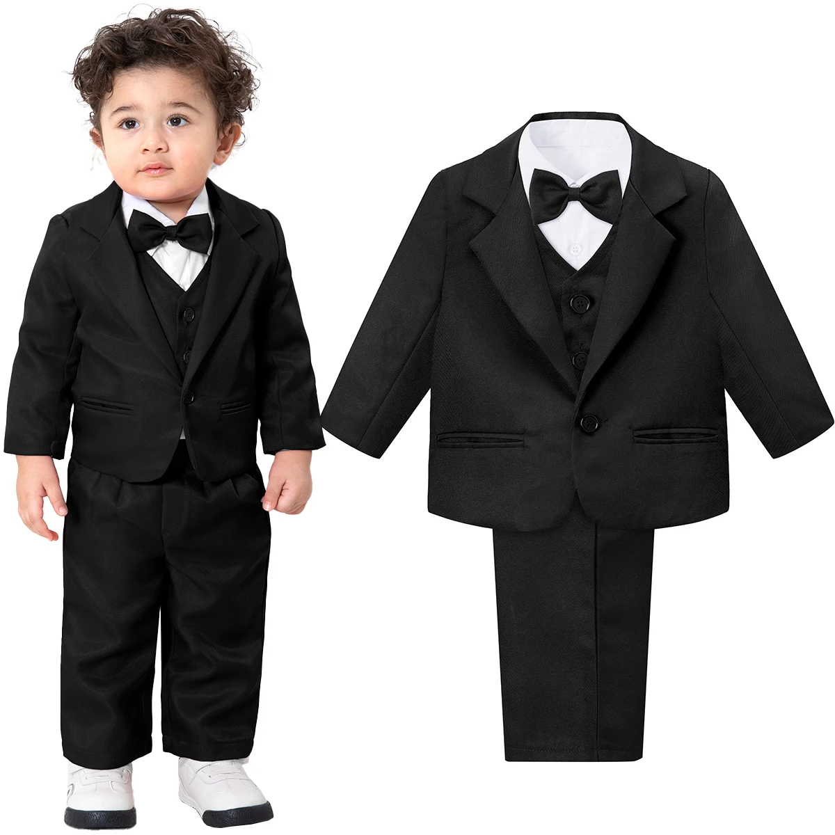 Baby Smoking Kleinkind Anzug Kleinkind Junge Ostern Kirche Halloween Hochzeit Geburtstag Party Geschenk Ringträger Fotografie Outfit Set