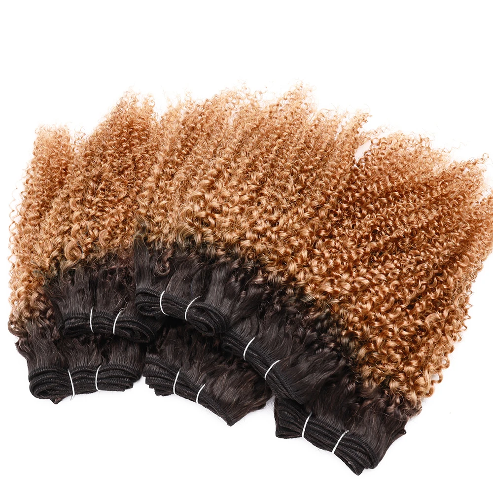 Картина 7: Кудрявые вьющиеся пучки волос, девственные бразильские человеческие волосы, плетение пучков, плетение африканских черных женщин, 6 шт./лот