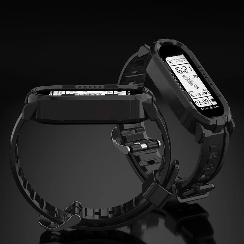 Funda + correa de silicona para Miband 7 6 5 4 3 NFC pulsera inteligente de glaciar transparente de moda para Xiaomi Mi Band 4 5 6 7