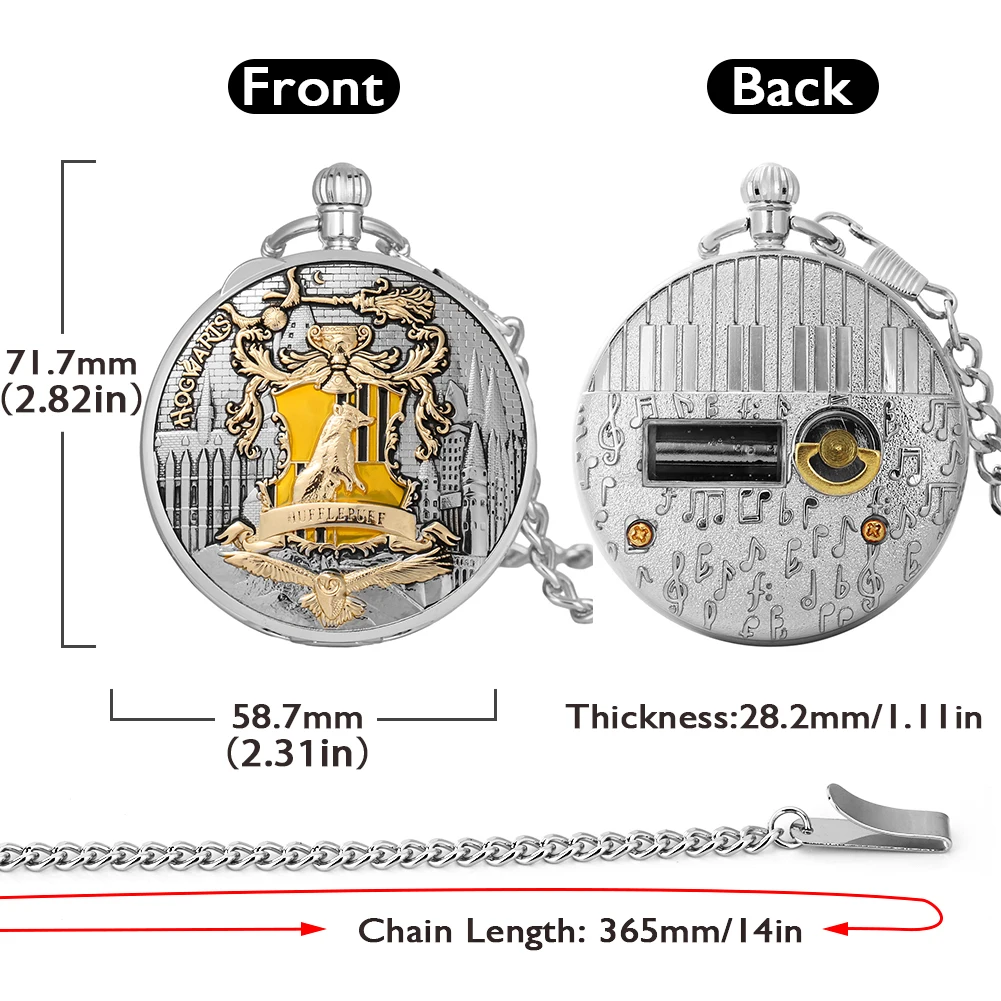 Orologio da tasca musicale nero/argento/oro/oro rosa quarzo manovella che suona musica orologi Fob catena ciondolo orologio regali di compleanno