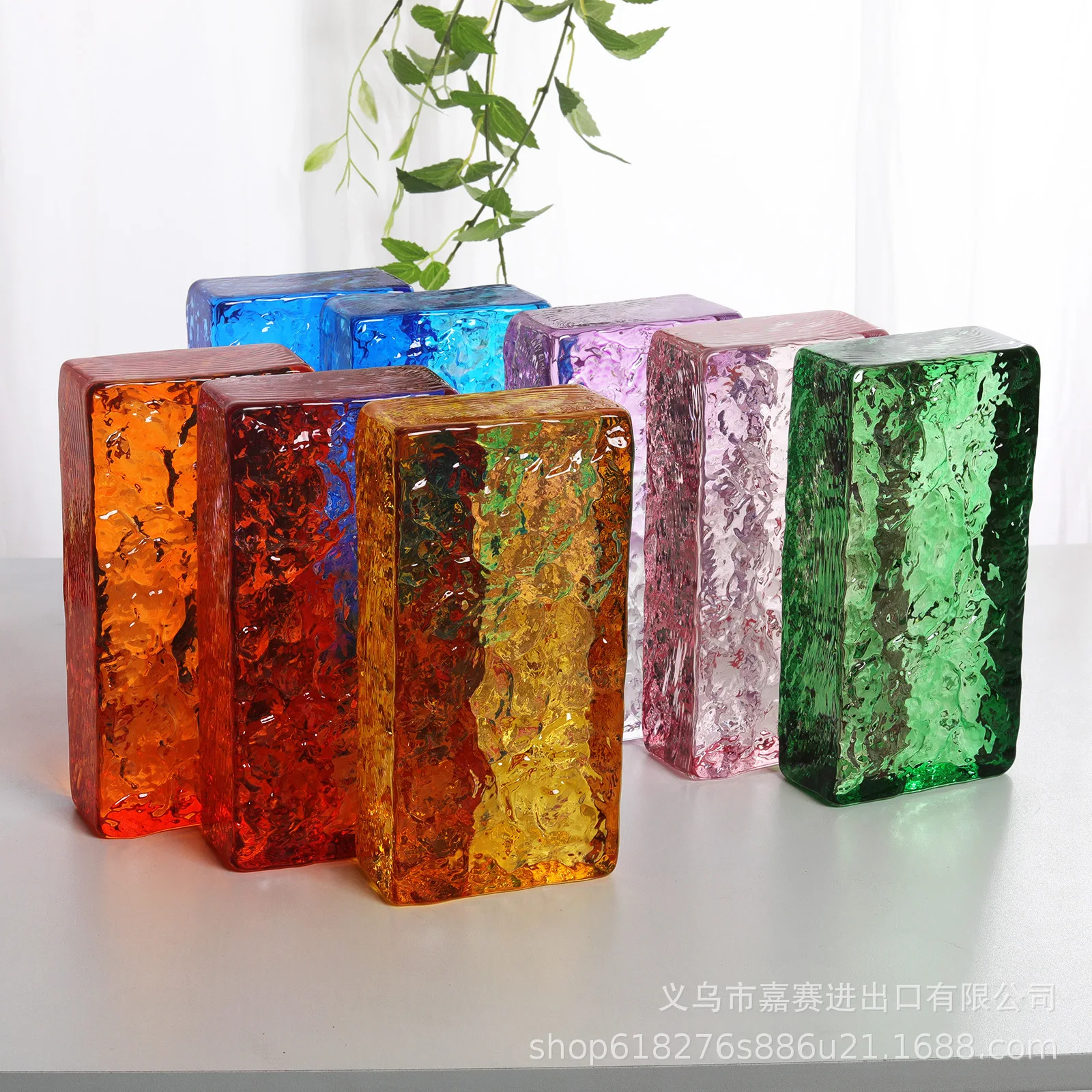 Chinese Minimalist Style Crystal Handicrafts Entrance Door Partition Hotel Screen Gradual Change Double-sided Ice Crystal Brick
