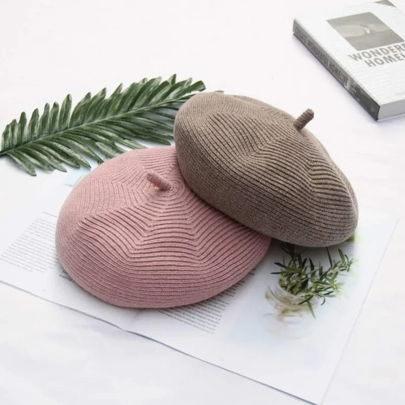 Wool Beret Female All-match Painter Pumpkin Hat Japanese Octagonal  Autumn and Winter Bud  Sesame Seed Cake Bonnets Bucket Hat