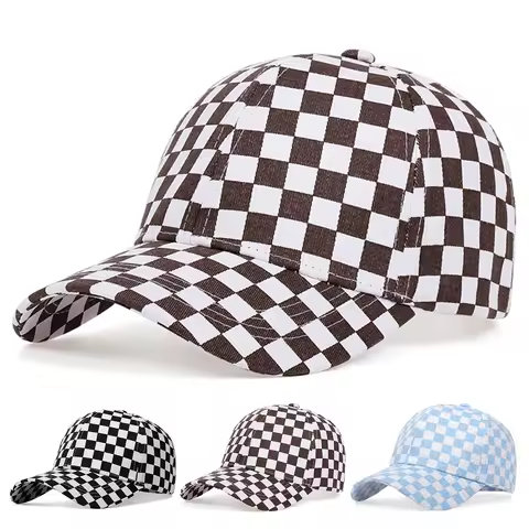 Unisex Small Grid Printing Baseball Caps Spring and Autumn Outdoor Adjustable Casual Hats Sunscreen Hat