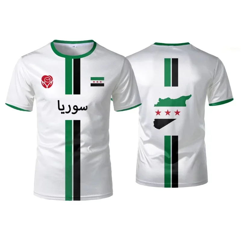 

Syrian Football T-shirts, Men's Sports T-shirts, Oversized Street T-shirts Printed with the Syrian Flag, Casual Graphic T-shirts
