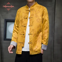 Autumn Jackets for Men Deerskin Velvet Chinese Style Retro Disc Buckle Jackets Man Tang Suit Hanfu Coat Traditional Clothing