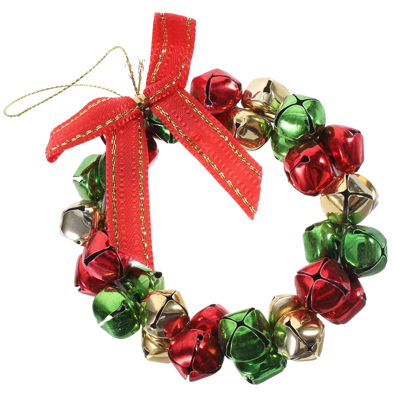 

Christmas Wreath 6 Inch Red Green Gold Jingle Bell Toy Mini Wreaths Hanging Pendants Simulated Iron Crafts Mini House Decor