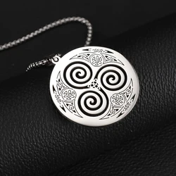Celtic Symbol Triskelion Pendant Stainless Steel Triskel Triple Helix Necklace Women Men Beautiful Amulet Gift