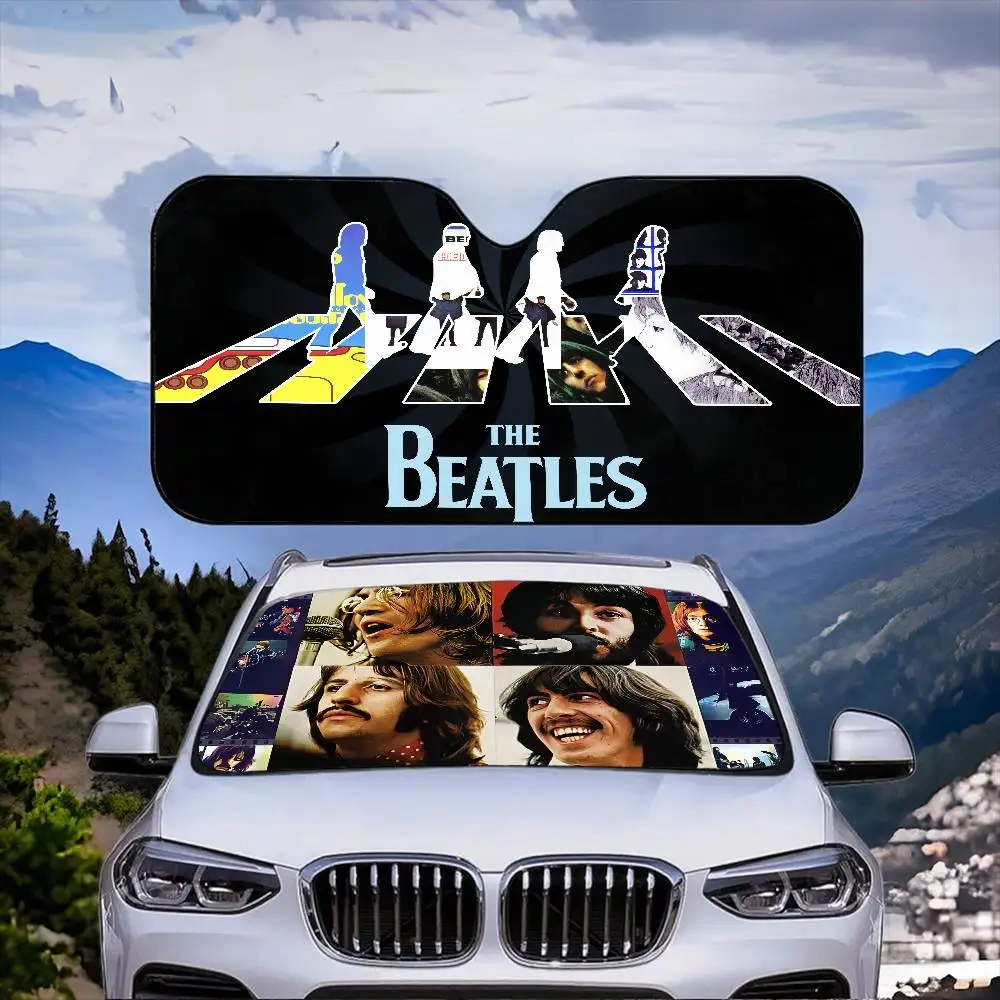 Rock Band Car SunShade Windshield Anti-UV Protection Front Shade Attachment Sun Visor The B-Beatles Abbey Road Protective Cover