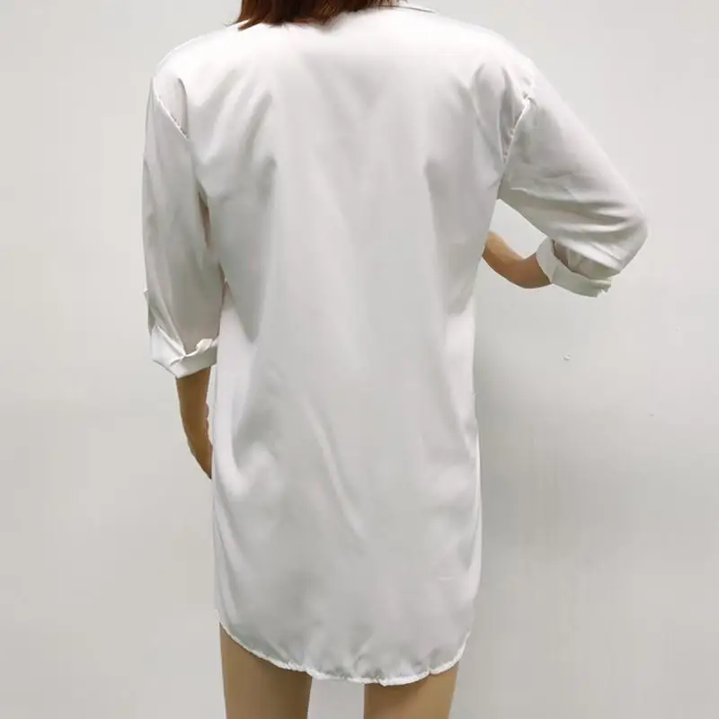 المرأة غير النظامية irt ربيع الخريف بلوزات فضفاضة السيدات مستقيم قطع طويلة Sve طوق زر أسفل ألياف البوليستر