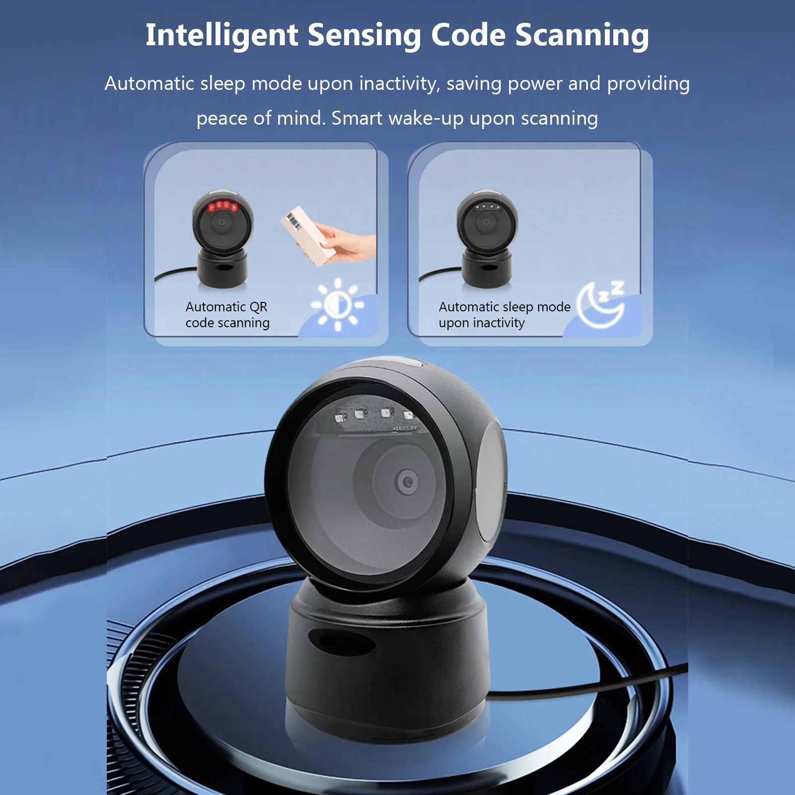 T27H Desktop Barcode Scanner USB Wired Desktop Barcode Scanner Omnidirectional Automatic Sensing 1D/2D Bar  Reader