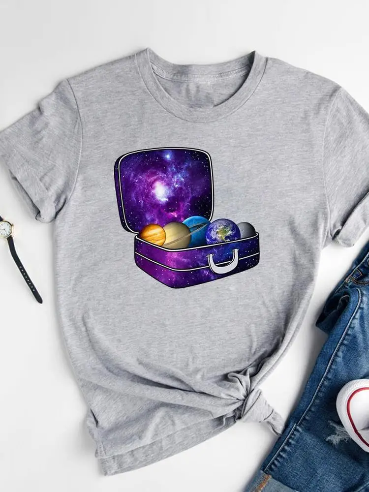 

Space Watercolor 90s Fashion Casual Tee Summer Short Sleeve Printed Clothes Women Clothing Female T Graphic T-shirts