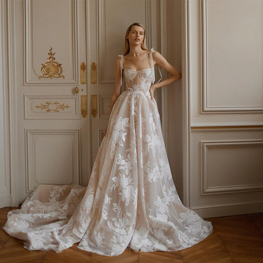 

Elegant Sweetheart Wedding Dresses For Women A Line Lace Appliques Bridal Gown With Split 2026 Vestidos De Novia Customized