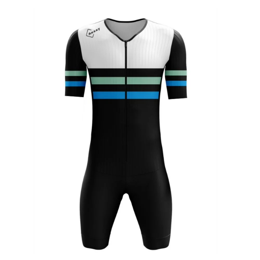 

ANSAY Spoprt Men's Short Sleeve Triathlon Suit Cycling Sportswear Bike Tights Mtb Jumpsuit Bicycle Clothing Ropa Conjunto Hombre