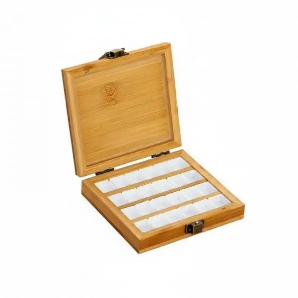 Portable Paint Palette Large Wood Box Organizer with Clasp Watercolor Gouache Storage Tray for Artists