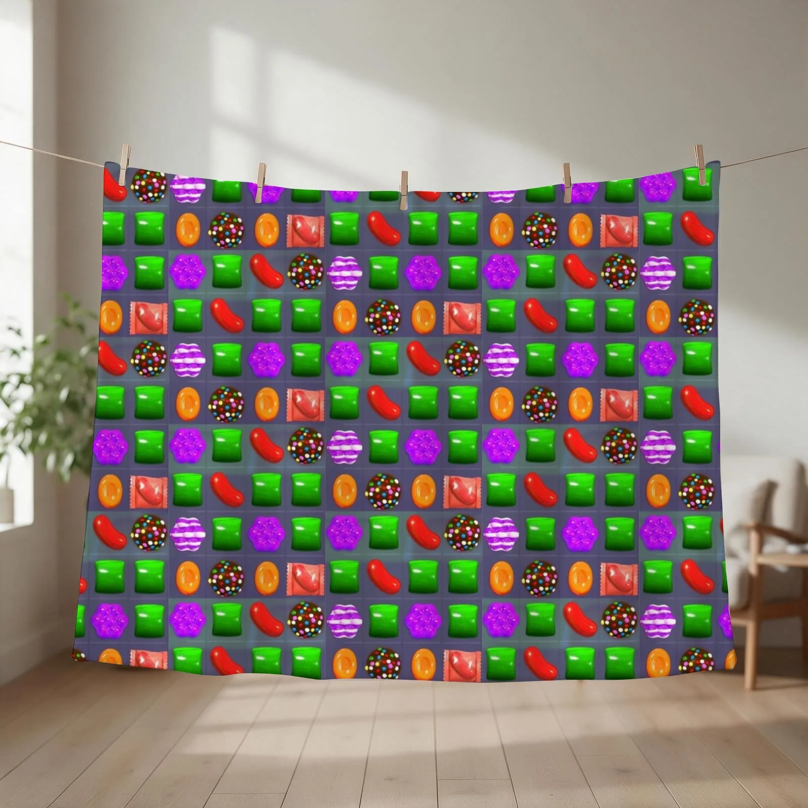 Candy Combo Candy Crush Throw Blanket couch cozy soft plush fuzzy picnic outdoor blanket