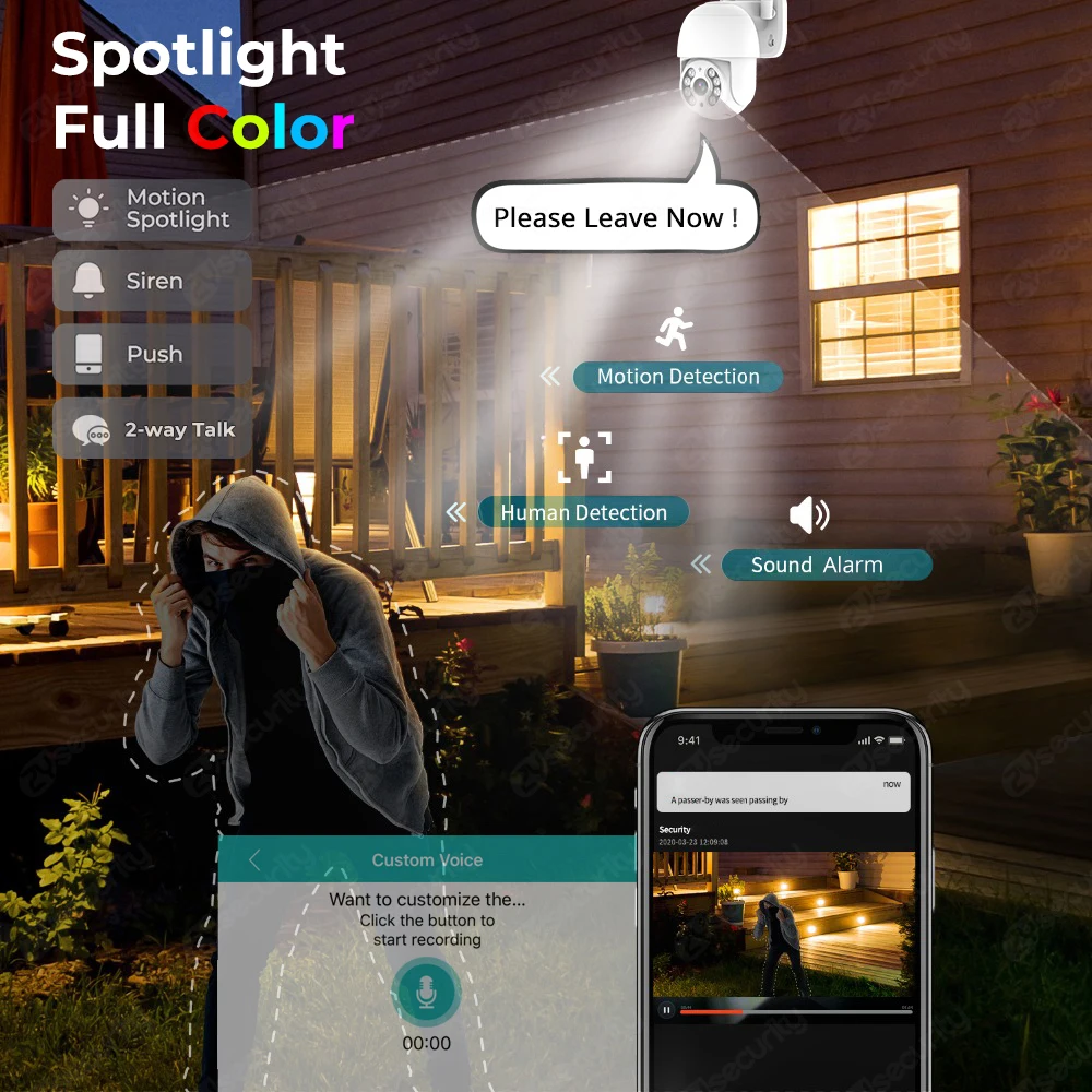 3MP Wireless Surveillance Kit Outdoor WiFi IP PTZ Security Camera System 8CH NVR Kit with 10.1 Inch Monitor Home Mornitoring Set