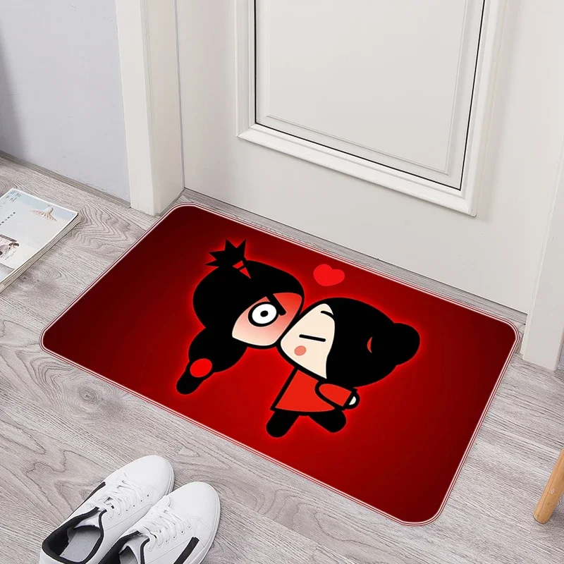 Pucca Kawaii Bedroom Mats Catoon Kitchen Carpet Welcome Mat Balcony Rugs Entrance Doormat Home Rug Bath Foot Carpets House Decor