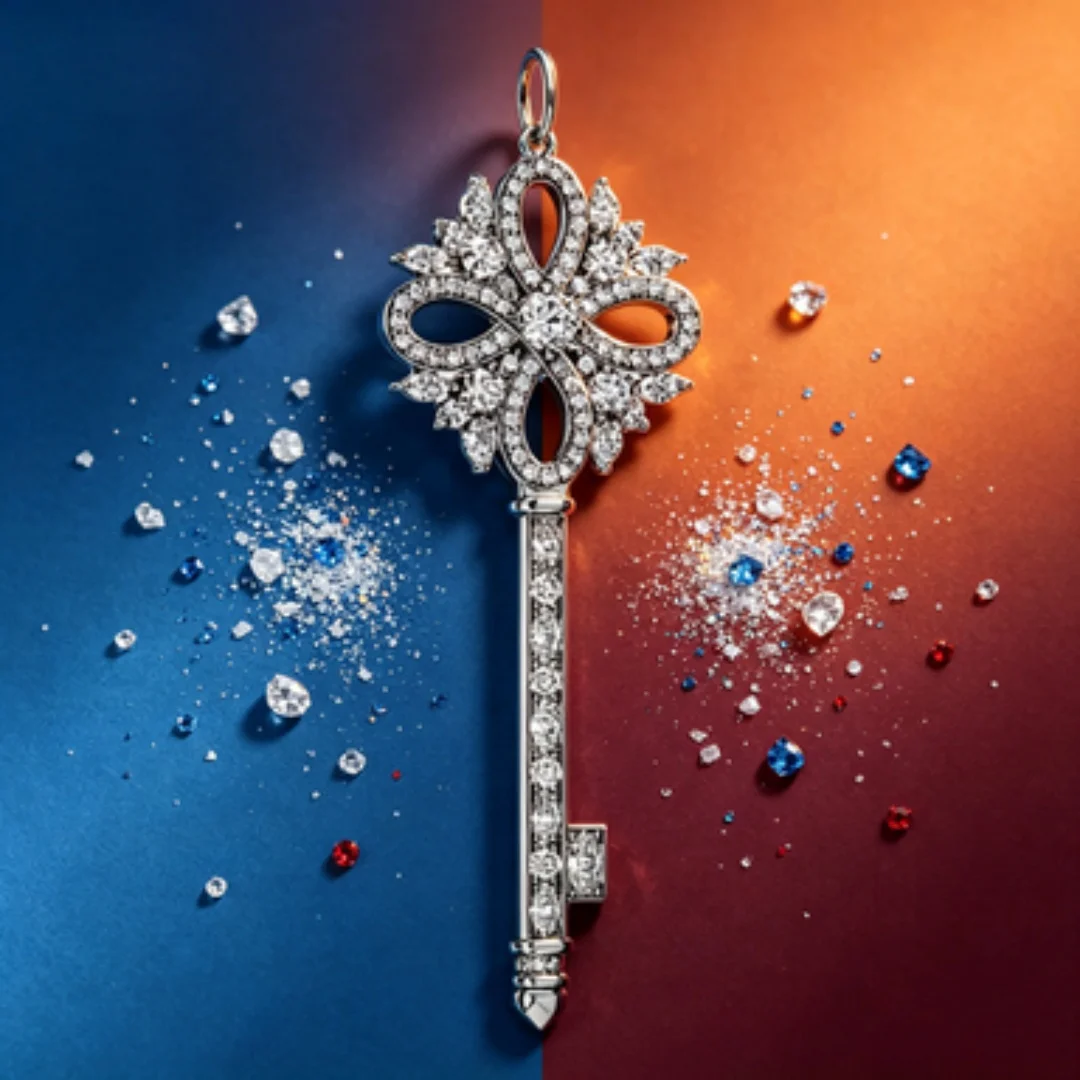 

Luxurious Diamond Cross Flower Key Pendant with Palace Style and High Luxury Neck Decoration