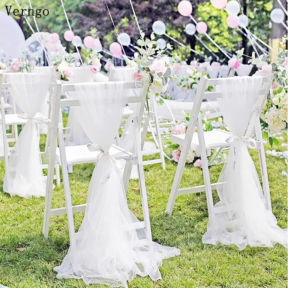 Verngo Gauze Curtain Wedding Chair Back Yarn Swiss Yarn Wedding Chair Decoration White Yarn Bamboo Chair 1.6M Ceiling Organza