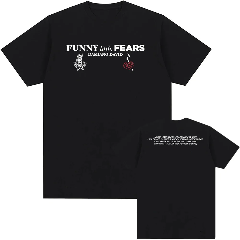 FUNNY Little FEARS Album 2025 T-shirt Singer DAMIANO DAVID Printing Tshirts Cotton Soft Round Neck T Shirt Men Streetwear Unisex