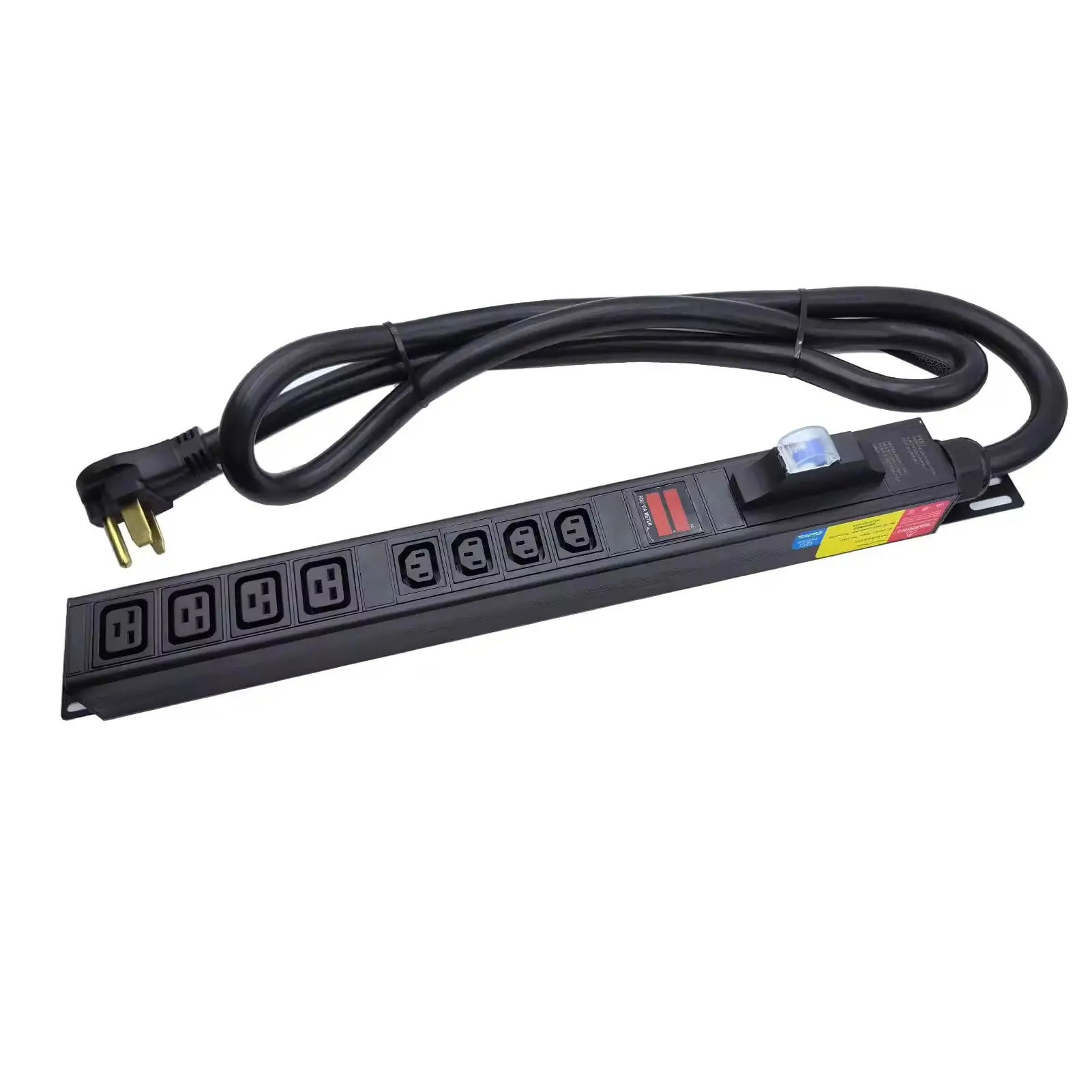 8 Sockets 50A IEC C13 C19 24OV Metering Aluminum PDU for Data Center Server Cabinet 50 Amp L6-50P Plug with Metal Miner PDU