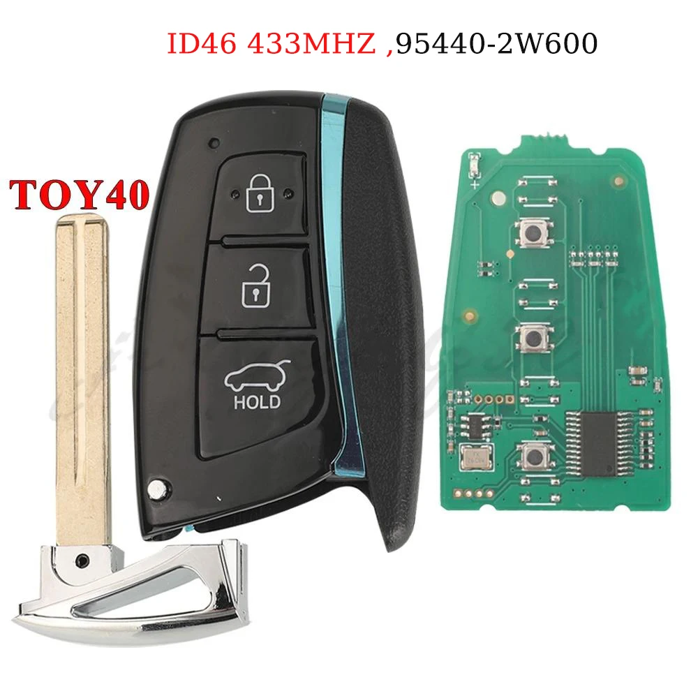 Jingyuqin llave de coche inteligente para Hyundai Santa Fe IX45 2013 2014 3 botones 433mhz ID46 Chip electrónico 7952 llave remota de entrada sin llave
