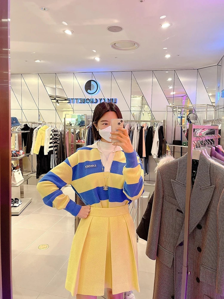 Nuo Xiaola Authentic Spring New Arrival LC Brand Short Skirt in Two Colors High Waist A-Line Cotton Blend Commute Style