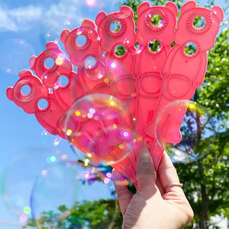 Manual Blowing Bubble Fan Children's Folding Blowing Bubble Fan Bear Appearance Bubble Making Toy For Courtyard Garden Park Lawn