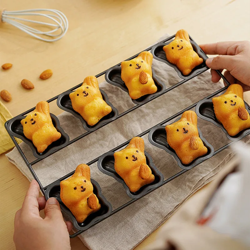 8 Cell Squirrel Madeline Cake Mold Metal Jelly Candy Dessert Baking Pan Heat Resistant Kitchen Pastry Bakeware Easy Clean