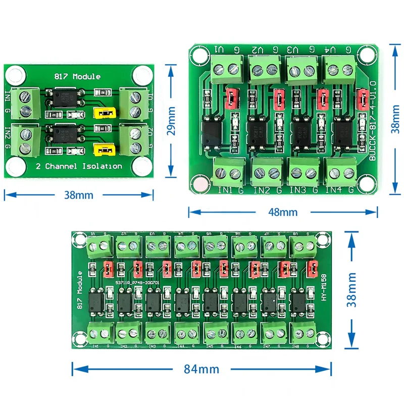 817 optocoupler 2/4/8way voltage isolation board voltage control adapter module drive photoelectric isolation module