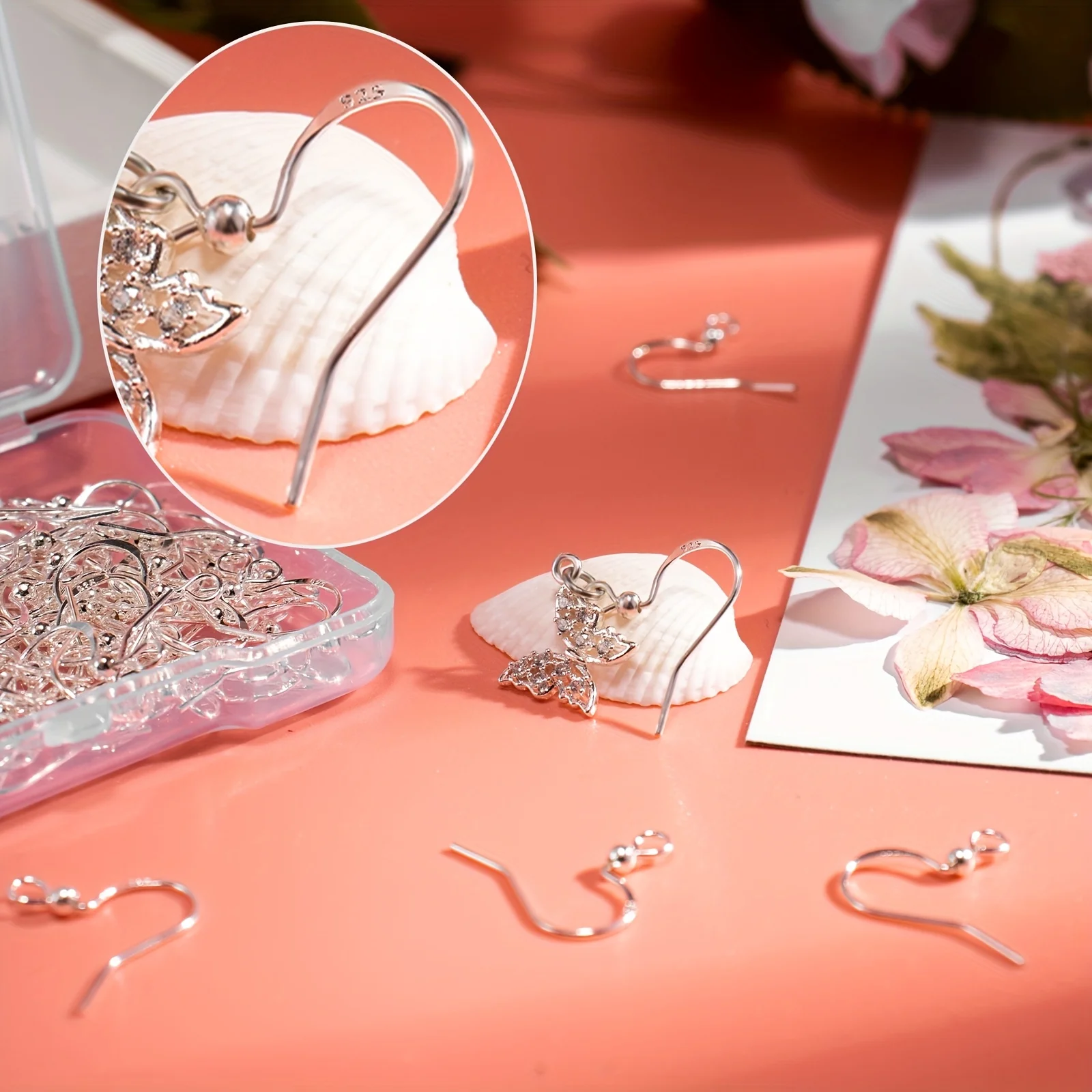 925 실버 귀걸이 후크, 저자극성 귀선, 쥬얼리 제작용 물고기 후크, DI 포함 쥬얼리 부품, 100 개 50 쌍