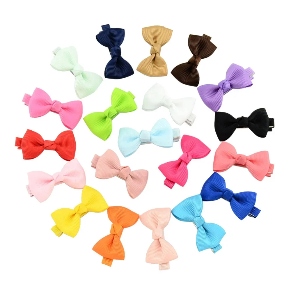 

Girl Mini Bowknot Bows Hair Clips Accessories Hairgrips Side Hairpins Custom color Sweet Lively Solid Ribbon Kids Children 10PCS