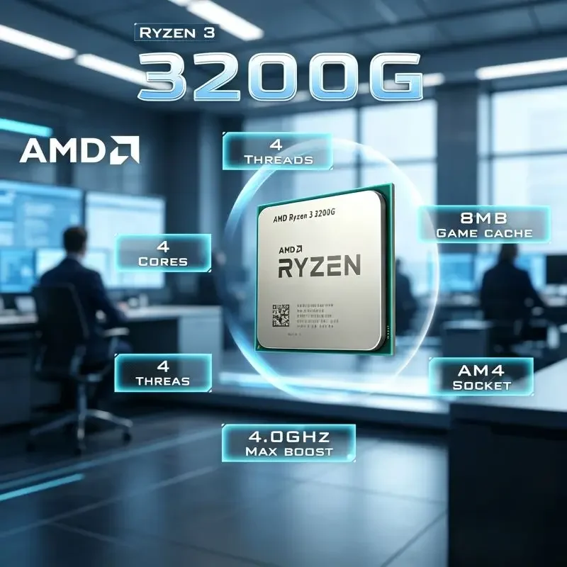 

Budget Desktop Gaming Processor AMD Ryzen 3 3200G 3.6GHz Quad-Core 4-Thread 65W AM4 CPU Inbuilt Radeon Vega 8 Graphics Card
