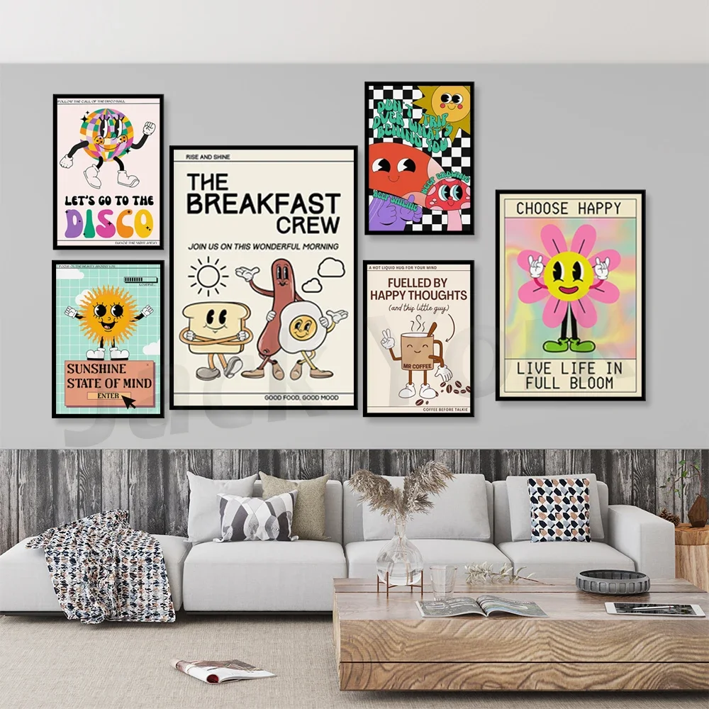 Retro Mascot Sunshine Print - Sunshine State Of Mind, Cartoon Mascot, Positivity, Colourful 60s 70s Bold Funky Art